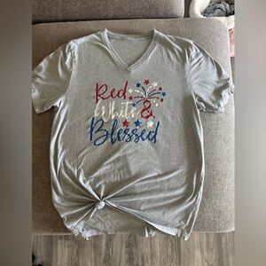 Red, White & Blue 'Red White & Blessed' V-Neck Tee